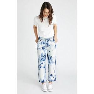 Etica Denim Tyler Boy Straight Ankle Jeans High Waist Jeans Indigo Tie Dye Sz 24